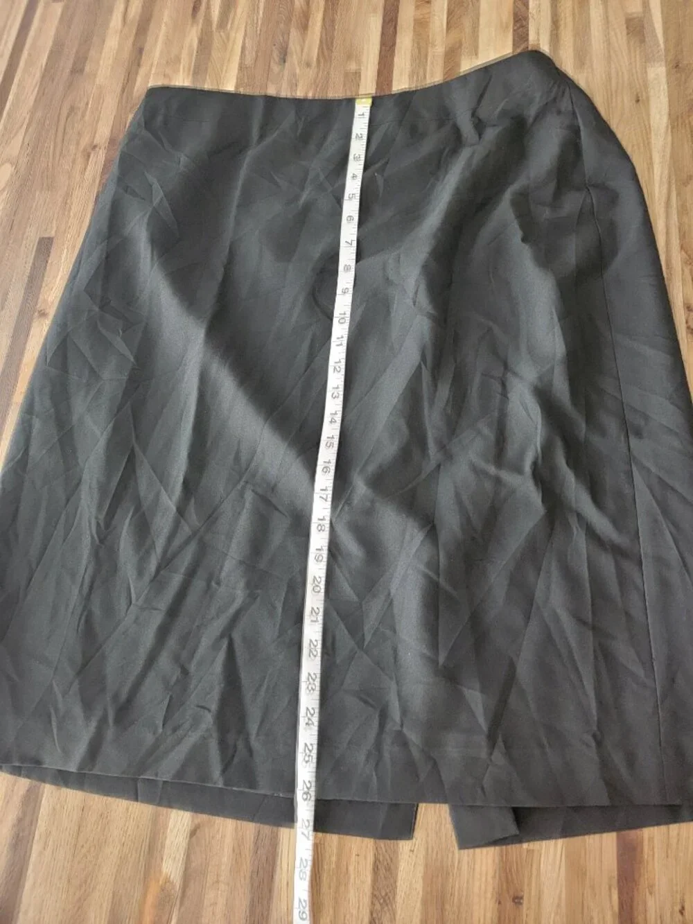 Black Midi Office/Suit Pencil Skirt w Side Elastic Inserts at Zip Closure Waist